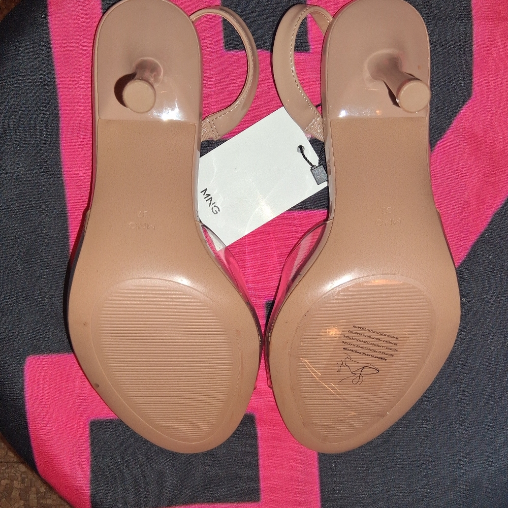 Mango Nude Beige Clear Strap Slingback Sandals - Picture 5 of 15